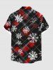 Chemise de Noël grande taille à carreaux et imprimé flocons de neige avec boutons et poches pour homme - Noir 4XL