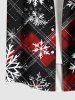 Plus Size Christmas Snowflake Plaid Print Buttons Pocket Shirt For Men -  