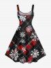 Plus Size Christmas Snowflake Plaid Print Tank Dress -  