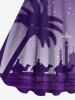 Plus Size Coconut Tree Camel Moon Star Ombre Galaxy Print Hawaii A Line Tank Dress -  
