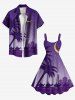 Robe débardeur grande taille à imprimé cocotier, chameau, lune, étoile, galaxie, ombré, style hawaïen, coupe trapèze - Pourpre  L