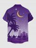 Chemise hawaïenne grande taille à imprimé cocotier, chameau, lune, étoile, galaxie, boutons et poches pour homme - Pourpre  2XL