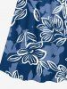 Plus Size Flower Leaf Print Hawaii Ombre Surplice A Line Cami Dress -  