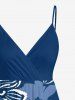 Plus Size Flower Leaf Print Hawaii Ombre Surplice A Line Cami Dress -  