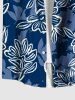 Chemise hawaïenne grande taille à imprimé floral et feuilles, avec poches boutonnées et ombrées, pour homme - Bleu Marine 3XL
