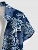 Chemise hawaïenne grande taille à imprimé floral et feuilles, avec poches boutonnées et ombrées, pour homme - Bleu Marine 3XL