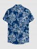 Chemise hawaïenne grande taille à imprimé floral et feuilles, avec poches boutonnées et ombrées, pour homme - Bleu Marine 5XL