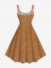 Plus Size Christmas Gingerbread Heart Colorful Buttons Print Tank Dress -  