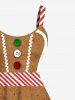 Plus Size Christmas Gingerbread Heart Colorful Buttons Print Tank Dress -  