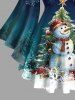 Plus Size Christmas Tree Snowflake Snowman Ombre Print Long Sleeves Lattice T-shirt -  