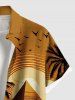 Chemise hawaïenne grande taille à imprimé cocotiers, chameaux, pyramides et oiseaux pour homme - Blanc 4XL