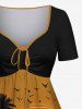 Plus Size Coconut Tree Camel Pyramids Bird Print Hawaii Cinched A Line Dress -  
