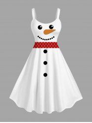 Robe débardeur grande taille à imprimé écharpe bonhomme de neige de Noël - Blanc L
