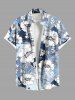 Flower Branch Colorblock Print Plus Size Matching Hawaii Beach Outfit For Couples -  