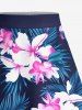Plus Size Hibiscus Flowers Tropical Leaf Print Split Hawaii Skirt -  