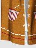 Plus Size Christmas Gingerbread Candy Print Buttons Pocket Shirt For Men -  