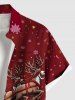 Plus Size Christmas Tree Santa Claus Elk Snowflake Gift Box Print Buttons Pocket Shirt For Men -  