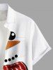 Plus Size Christmas Snowman Scarf Print Buttons Pocket Shirt For Men -  