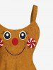Robe débardeur grande taille à imprimé bonbon et pain d'épices de Noël - Brun 1X