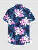 Chemise hawaïenne grande taille à imprimé feuilles tropicales et fleurs d'hibiscus, avec poches et boutons, pour homme - Noir M