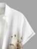 Plus Size Flowers Leaf Ombre Print Buttons Pocket Hawaii Shirt For Men -  
