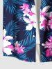 Plus Size Hibiscus Flowers Tropical Leaf Print Buttons Pocket Hawaii Shirt For Men -  