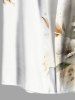 Plus Size Flowers Leaf Ombre Print Buttons Pocket Hawaii Shirt For Men -  