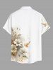Plus Size Flowers Leaf Ombre Print Buttons Pocket Hawaii Shirt For Men -  