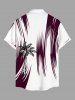 Plus Size Coconut Tree Print Buttons Pocket Hawaii Shirt For Men - Blanc L
