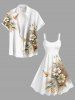 Robe débardeur hawaïenne grande taille à imprimé ombré de fleurs et de feuilles - Blanc 4X