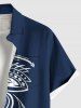 Chemise hawaïenne grande taille à imprimé floral et poches boutonnées pour homme - Bleu Marine 6XL