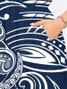 Robe mi-longue hawaïenne fendue à imprimé floral grande taille - Bleu profond M