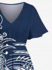 Robe mi-longue hawaïenne fendue à imprimé floral grande taille - Bleu profond M