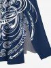 Robe mi-longue hawaïenne fendue à imprimé floral grande taille - Bleu profond M