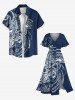 Robe mi-longue hawaïenne fendue à imprimé floral grande taille - Bleu profond M