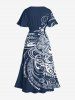 Robe mi-longue hawaïenne fendue à imprimé floral grande taille - Bleu profond M