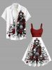 Robe trapèze grande taille à imprimé tête de mort, rose, fleur, toile d'araignée, sapin de Noël, boule - Blanc XS