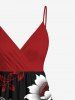 Plus Size Ombre Flower Leaf Branch Print Hawaii Surplice A Line Cami Dress -  