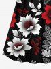 Plus Size Ombre Flower Leaf Branch Print Hawaii Surplice A Line Cami Dress -  