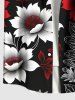 Chemise hawaïenne grande taille à imprimé floral, feuilles et branches ombré, avec poches boutonnées pour homme - Noir 2XL