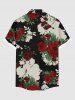 Plus Size Flower Leaf Print Button Pocket Shirt For Men -  