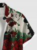 Plus Size Flower Leaf Print Button Pocket Shirt For Men -  