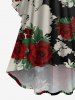 Plus Size Flower Leaf Print Ruched High Low Asymmetric Dress -  