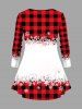 Plus Size Christmas Gift Snowflake Snowman Plaid Print Long Sleeves T-shirt -  