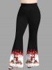 Plus Size Christmas Gift Snowflake Snowman Plaid Print Flare Pants -  