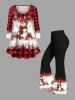Plus Size Christmas Gift Snowflake Snowman Plaid Print Flare Pants -  