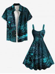 Compass Anchor Map Sea Letters Print Plus Size Matching Hawaii Cruise Beach Outfit For Couples -  