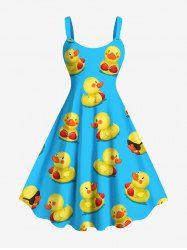 Robe débardeur hawaïenne grande taille à imprimé canards - Bleu Ciel XXS