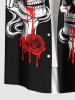 Skull Bloody Rose Flower Print Plus Size Matching Outfit For Couples -  