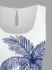Plus Size Coconut Tree Sun Mountain Seascape Print Cinched Hawaii Romper -  